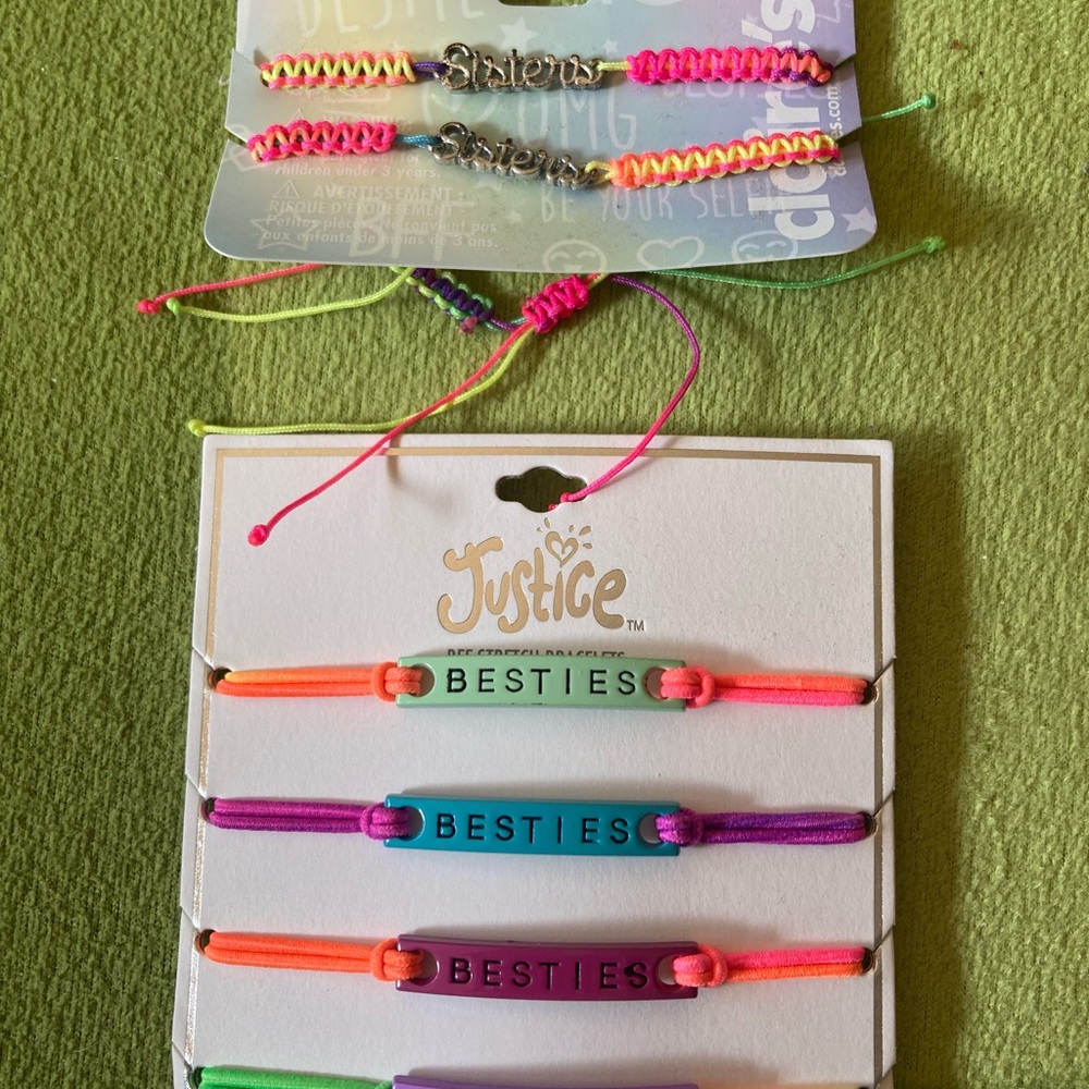 Justice Neon 'Besties' , Sisters ,Bracelet Sets NWT